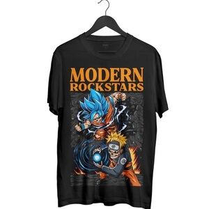 Modern Rockstars Anime Rockstars Goku & Naruto Black‎ Tee Mens 3XL New